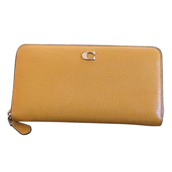 Coach Buttercup Accordion Phone Wallet Polished Pebble Leather Zip Up CC489 New - Picture 2 of 16